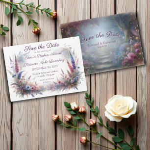 Convites Casamento com Mystical Floral Woodland Salve a Dat