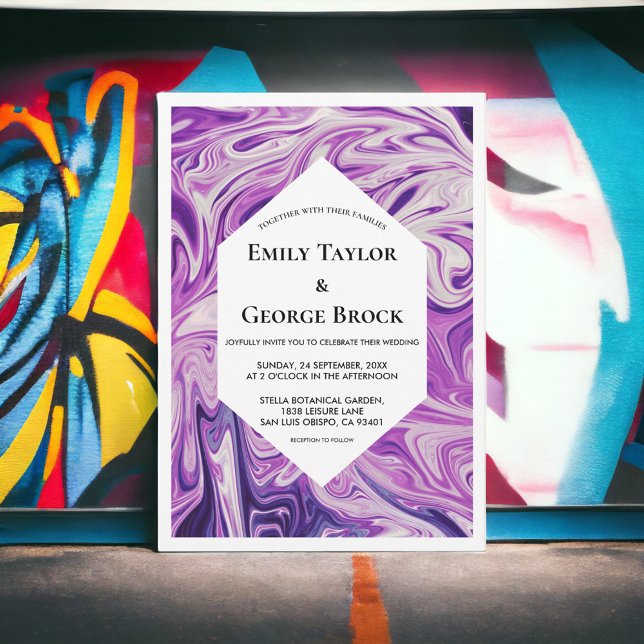 Convites Casamento com Na moda de Script de Arte Abstrato m (Criador carregado)