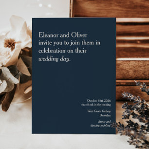 Convites Casamento com Na moda de Tipografia Azul Marinho M