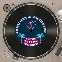 Convites Casamento com Neon Vinyl Record Tropical de Música