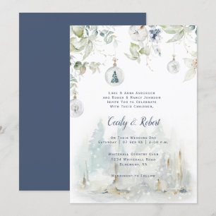 Convites Casamento com Neves Floral Verde da Sala Azul Dust