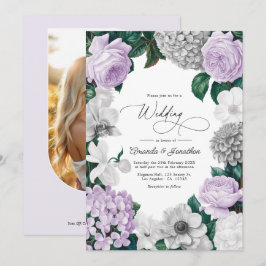 Convites Casamento com Névoa de Lavanda, Cinza Heather e Br