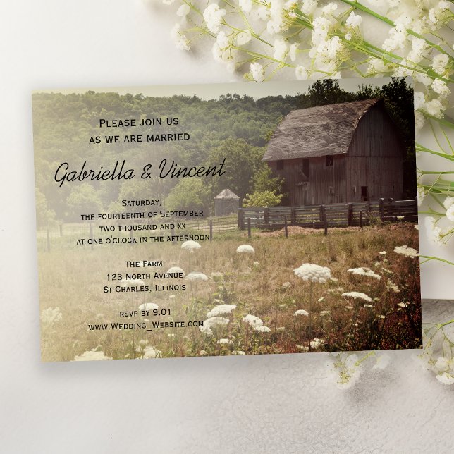 Convites Casamento com o Barn Country Weathered (Criador carregado)
