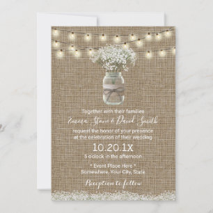 Convites Casamento com o Burpo Russo Jar Rustic do Breath d