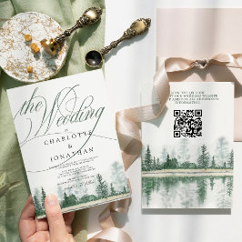 Convites Casamento com o Código QR da Floresta Russa da Cal