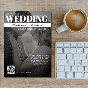 Convites Casamento com o Código QR da Tendy Dark Photo Tren