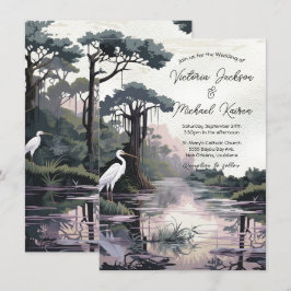 Convites Casamento com o Cyprus Tree Crane Bayou