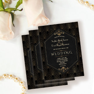 Convites Casamento com o Excelente Negro Dourado Real Gatsb