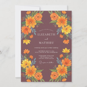 Convites Casamento com Ochre, Marigold, Eucalipto e Plum