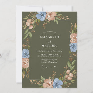 Convites Casamento com Oliva, Periwinkle, Ranunculus e Euca