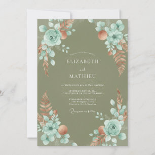 Convites Casamento com Olive Aqua Pampas Eucalipto