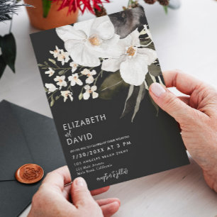 Convites Casamento com Orquídea de Luxo Moderno da Black Wa