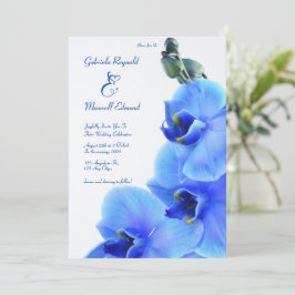 Convites Casamento com Orquídeas Azuis de Amor Floral Elega