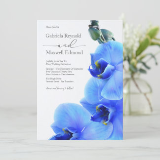 Convites Casamento com Orquídeas Azuis de Amor Floral Elega