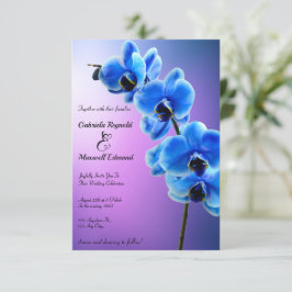 Convites Casamento com Orquídeas Azuis do Céu Floral Modern