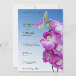 Convites Casamento com Orquídeas Roxas Elegantes