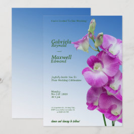 Convites Casamento com Orquídeas Roxas Elegantes