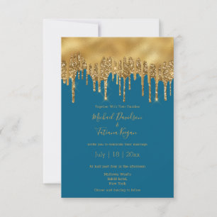 Convites casamento com ouro azul de luxo moderno