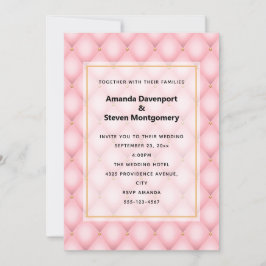 Convites Casamento com padrão de diamante rosa tufado de lu