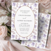 Casamento com padrão floral roxo e dourado Boho
