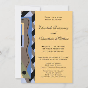 Convites Casamento com padrão Jazz Pochoir Art Déco Vintage