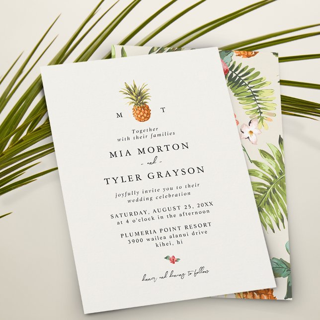 Convites Casamento com Padrão Tropical de Abacaxi de Verão (Criador carregado)