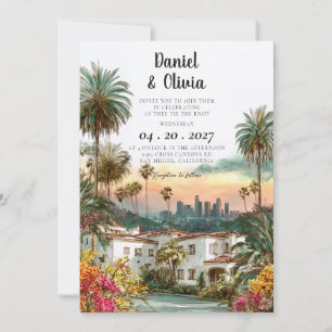 Convites Casamento com Paisagem da Cidade de Los Angeles em