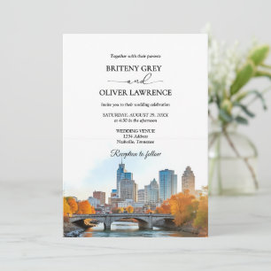 Convites Casamento com Paisagem Urbana de Nashville Tenness