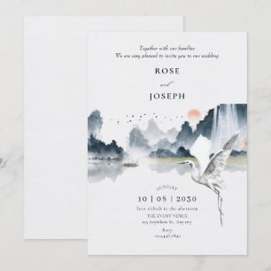 Convites Casamento com paisagens naturais de arte aquática