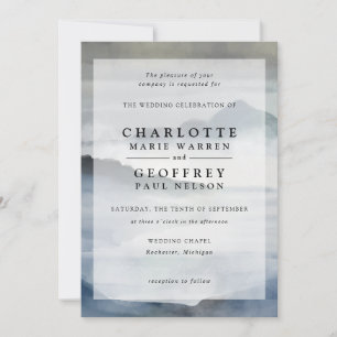 Convites Casamento com paisana azul-de-índio