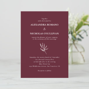 Convites Casamento com Paleta de Borgonha Moderna Trendy Wi