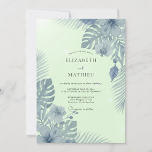 Convites Casamento com Palma de Eucalipto Slate Mint
