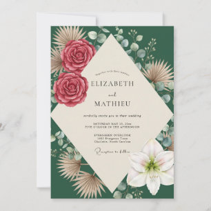 Convites Casamento com Palmeira Eucalipto Floresta Carmesim