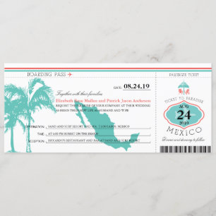 Convites Casamento com Passagem de Embarque no México