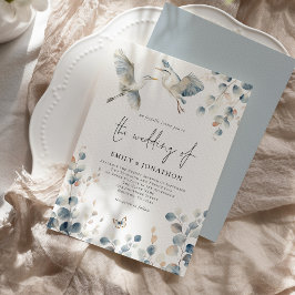 Convites Casamento com Pastel Heron Pastel Azul Moderno