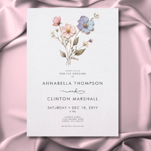 Convites Casamento com Pastel Selvagens Moderno Pressionado