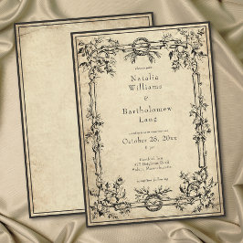 Convites Casamento com Pergaminho de Hera Medieval Gótico V