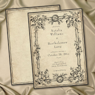 Convites Casamento com Pergaminho de Hera Medieval Gótico V
