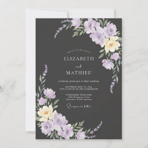 Convites Casamento com Pétala de Lilás empoeirada com Carvã