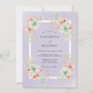 Convites Casamento com Pétala de Periwinkle de Pêssego Quen