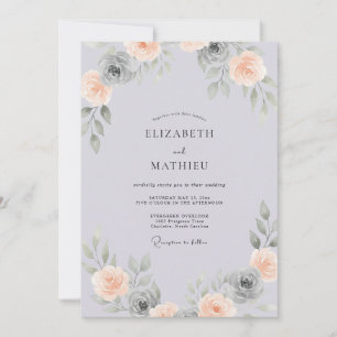 Convites Casamento com Pétala de Pêssego Lilás Empoeirado