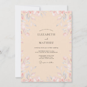 Convites Casamento com Pétala de Rosa e Periwinkle em Tom d