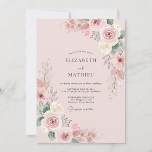 Convites Casamento com Pétala Rosa Empoeirada