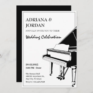 Convites Casamento com Piano Elegante