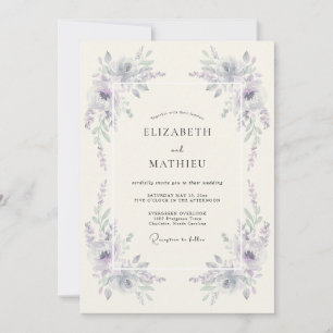 Convites Casamento com Pincelada de Florada Lilás