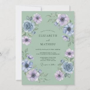 Convites Casamento com Pincelada Floral Salvia
