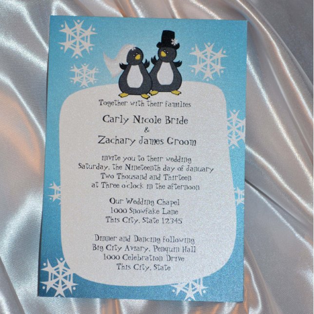 Convites Casamento com Pinguim Pinguin Toon Snowflake (Criador carregado)