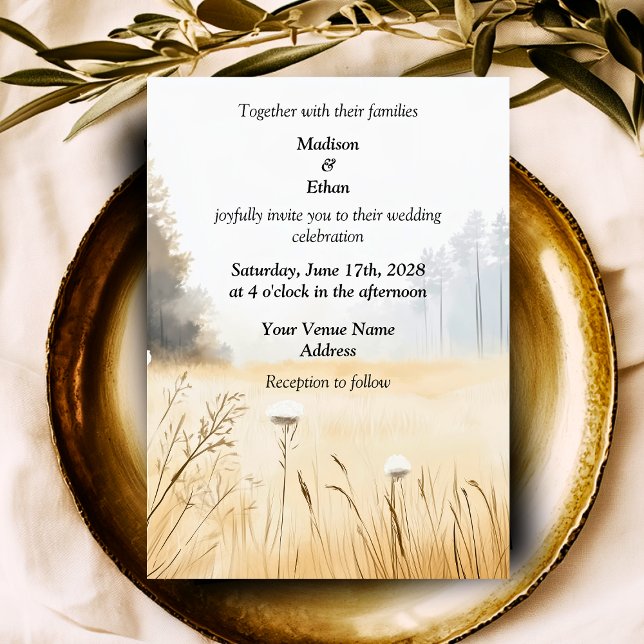 Convites Casamento com Pinheiros Russos Elegantes (Elegant Rustic Pine Trees Wedding Invitation)
