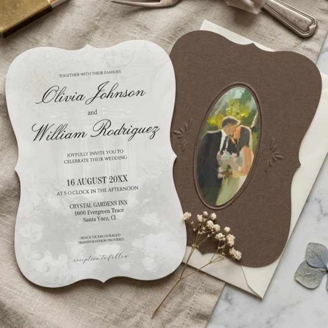 Convites Casamento com Pintura a Óleo Vintage Elegante (Criador carregado)
