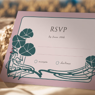Convites Casamento com Placa RSVP Botânica Dusty Rosa